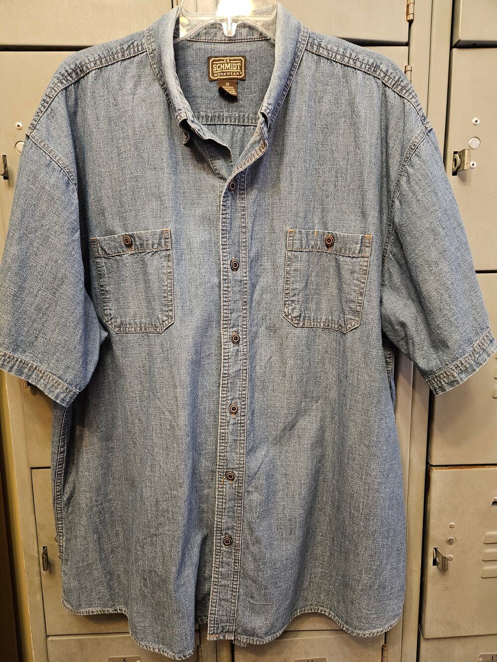 CE Schmidt Men's workwear cotton denim short sleeve work shirt Size 2X